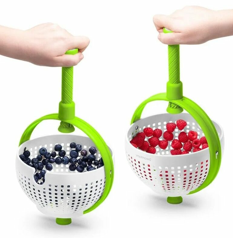 Сушилка механическая с ручкой spinning strainning colander / для зелени овощей фруктов и ягод / центрифуга для салата пластиковая