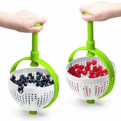 Сушилка механическая с ручкой spinning strainning colander / для зелени, овощей, фруктов и ягод / центрифуга для салата пластиковая