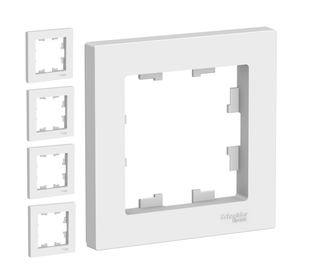 Рамка 1-постовая, универсальная, Schneider Electric/Systeme Electric AtlasDesign, лотос (белый матовый) ATN001301(комплект 5 шт.)