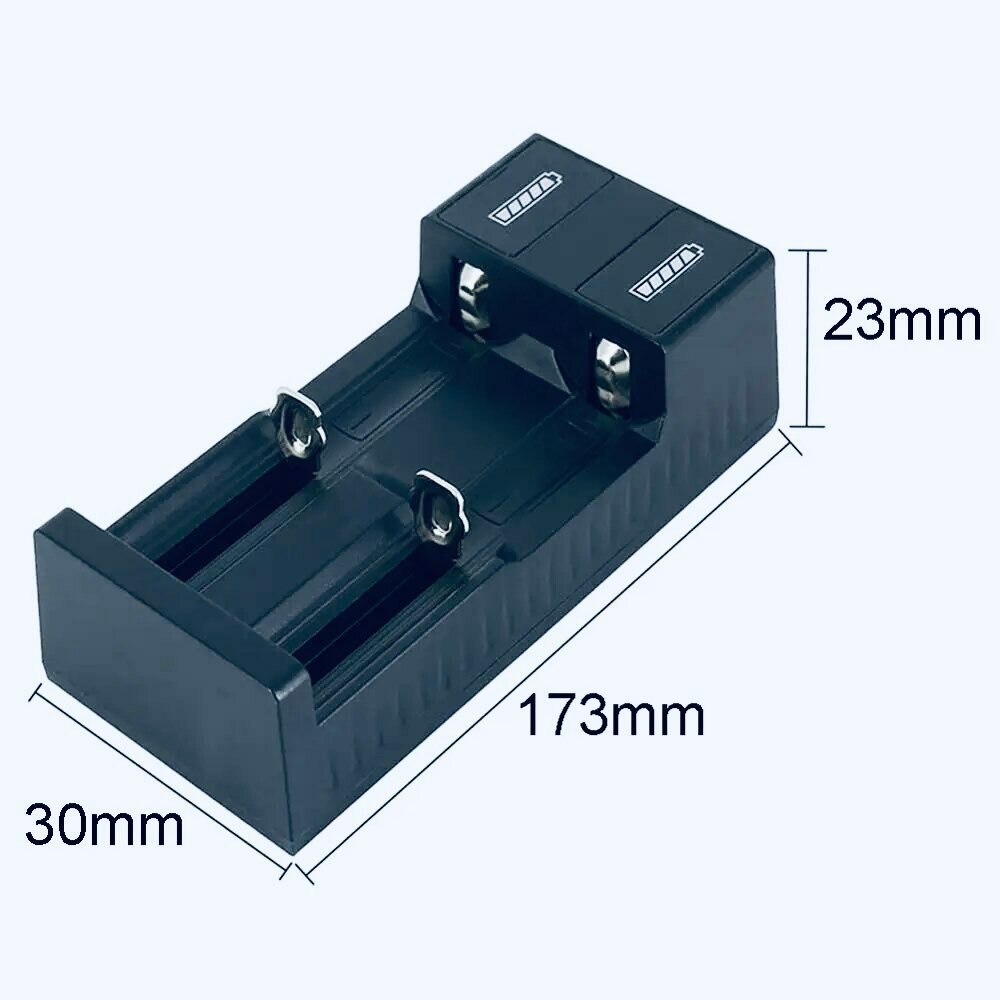 Универсальное зарядное устройство, 2 слота, USB разъем, для литийионных аккумуляторов 3,7 В, 18650, 26650, 14500 — фото 6