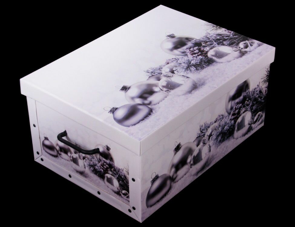 Коробка для хранения ёлочных игрушек новогодние мотивы, белая, 50х24х39 см, Koopman International M30500320-белый