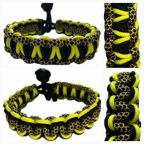 фото Славянский оберег, плетеный браслет "оборотка", 1 шт., размер 7.5 см, размер one size, диаметр 8 см, желтый, черный sunny street