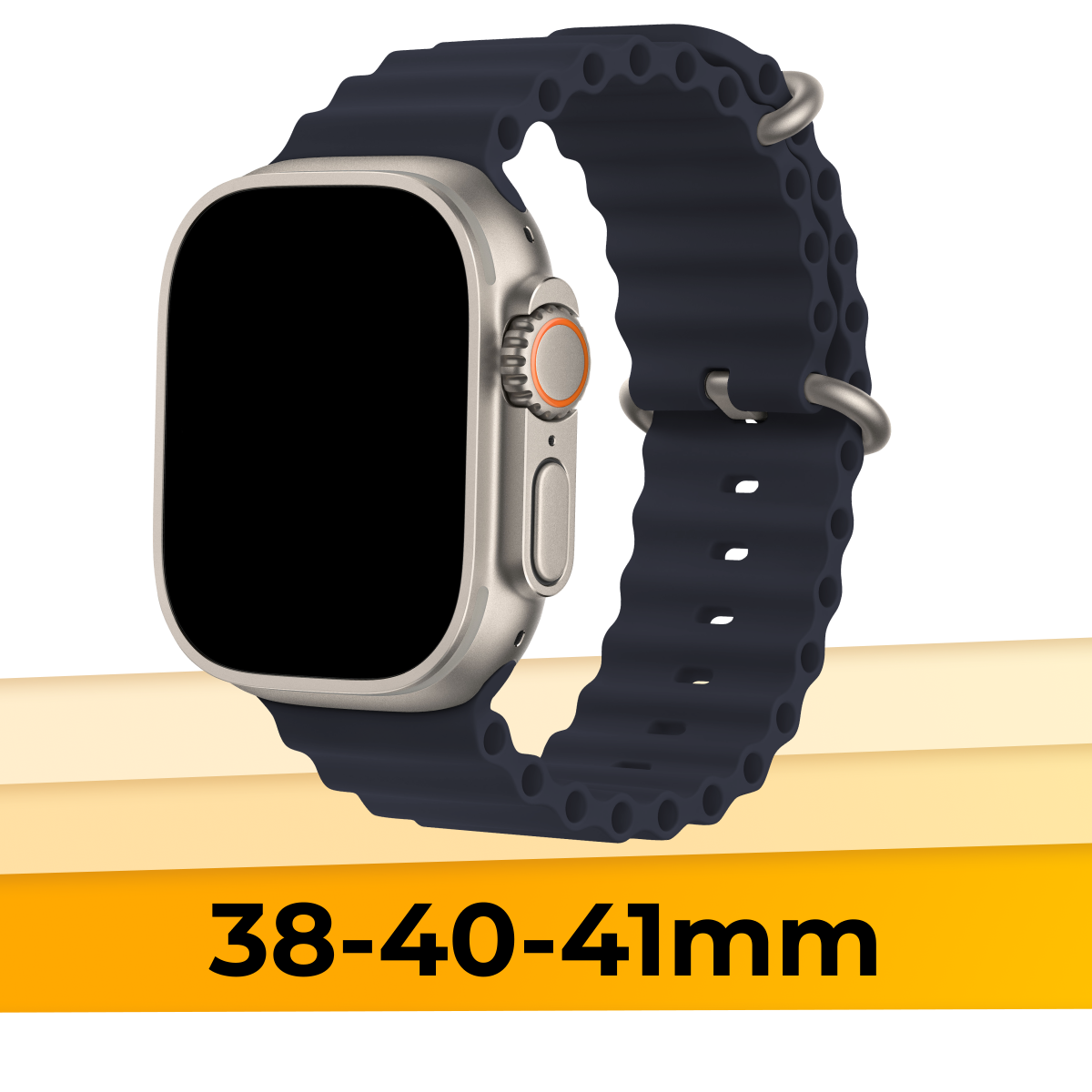 Силиконовый браслет Ocean Band на смарт часы Apple Watch 1-9, SE, 38-40-41 mm / Сменный ремешок для Эпл Вотч 1-9, СЕ / Полночь
