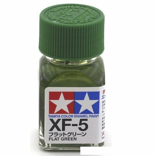 эмаль xf 20 medium grey flat enamel paint 10 ml средне серый матовый tamiya 80320 XF-5 Flat Green, enamel paint 10 ml. (Зелёный Матовый, краска эмалевая 10 мл.) Tamiya 80305