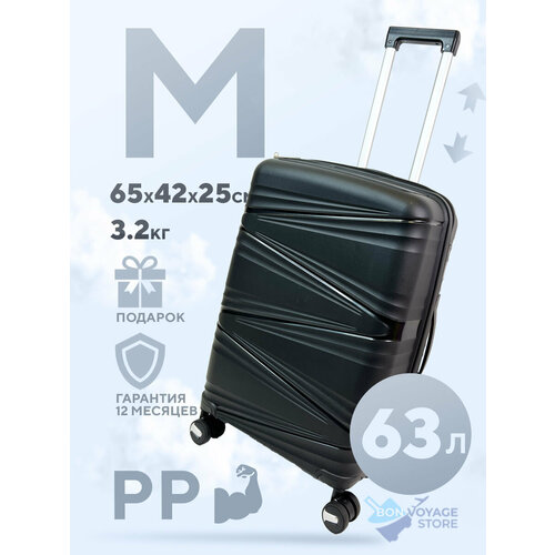 фото Чемодан impreza, 63 л, размер m, черный