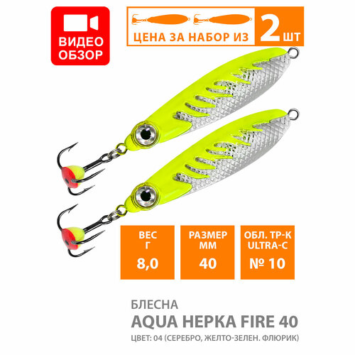 фото Блесна для рыбалки зимняя aqua нерка-f 40mm 8g цвет 04 2шт