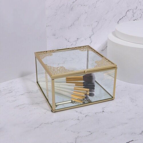 Органайзер для хранения GREAT стеклянный с зеркальным дном 1 секция 15 15 85 см цвет прозрачныймедный 1904₽