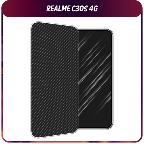 Силиконовый чехол на Realme C30S 4G / Реалми С30S 4G Черный карбон силиконовый чехол на realme c30s 4g реалми с30s 4g лес 20