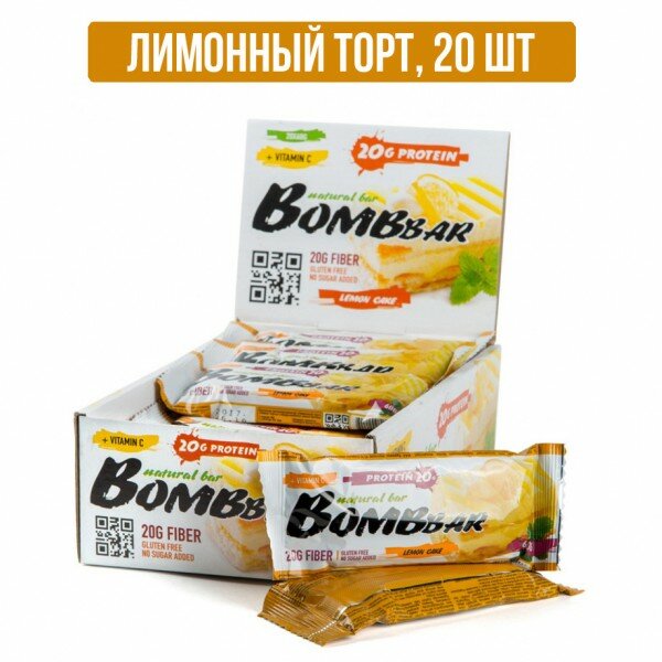 Набор батончиков протеин. Bombbar Natural Bar бат. 20х60гр лимонный торт - фото №3