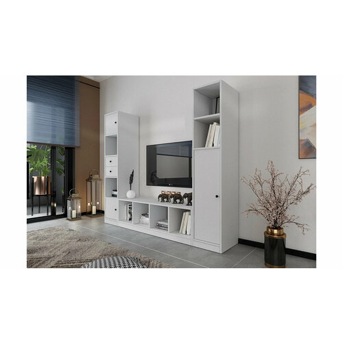 Стенка модульная Билли Айден 9 Белый Фасадный 0101 по мотивам Ikea Икея, 197х167х40 см, ЛДСП