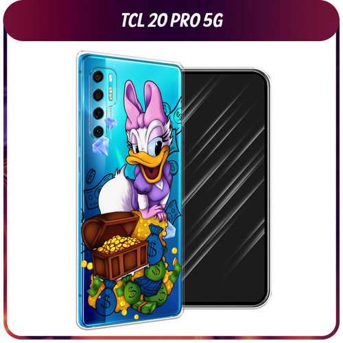 Силиконовый чехол на TCL 20 Pro 5G / ТСЛ 20 Про 5G Rich Daisy Duck, прозрачный силиконовый чехол на tcl 20 pro 5g тсл 20 про 5g звездная ночь