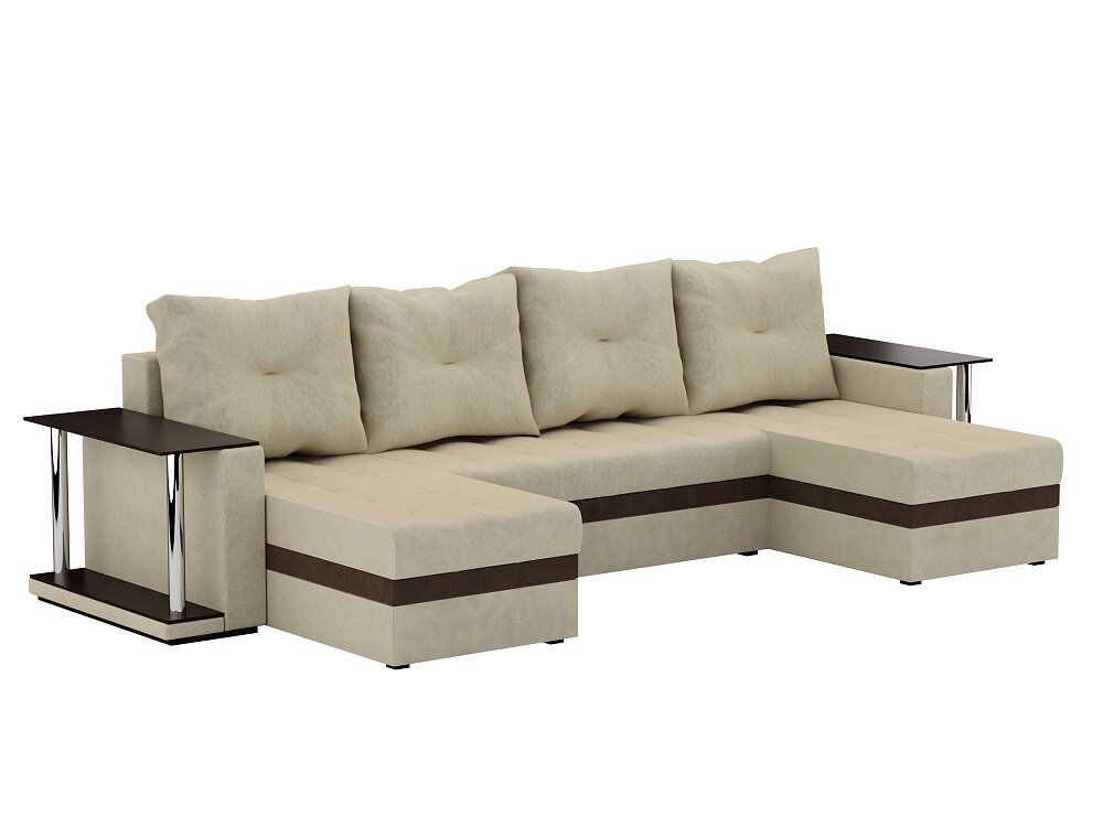 фото Угловой диван Атланта П с двумя 2 столами, механизм Дельфин