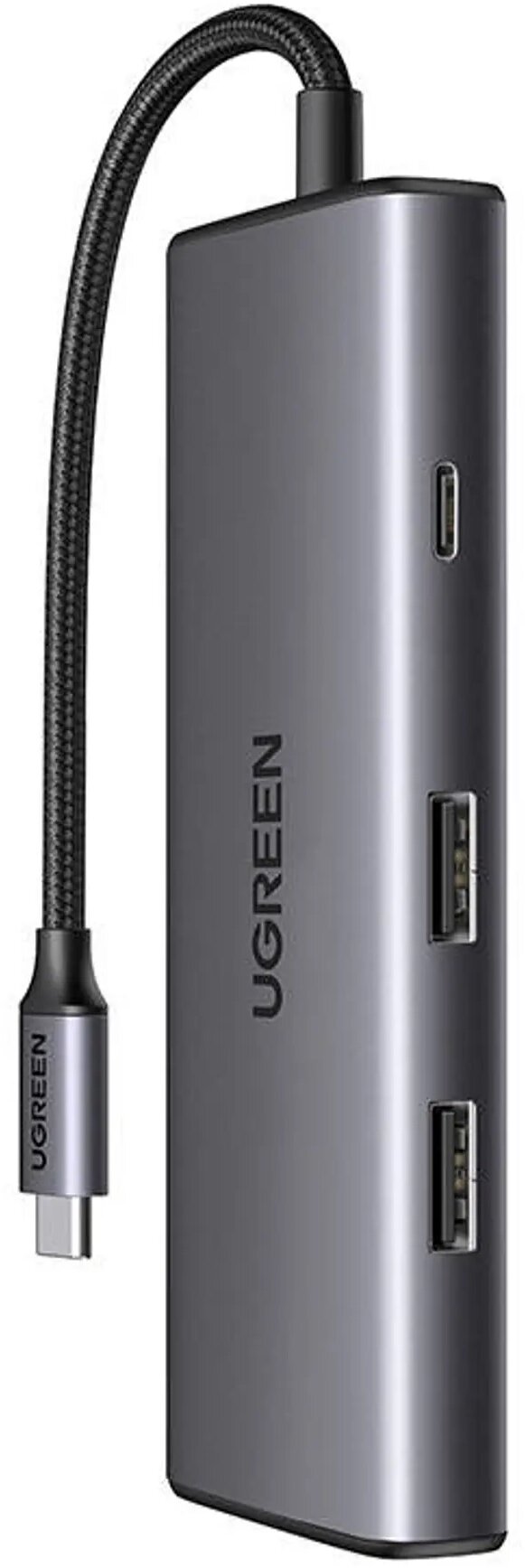 Конвертер UGREEN USB-C To 3*USB 3.0 A+HDMI+VGA+RJ45 Gigabit+SD/TF+AUX3.5mm+PD Converter. Цвет: серый - фото №6