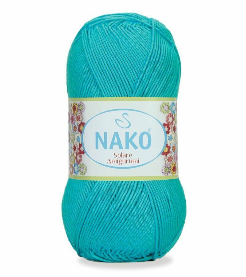 Пряжа NAKO Solare Amigurumi (Нако), бирюзовый - 6954, 100% хлопок, 5 мотков, 100 г, 300 м.