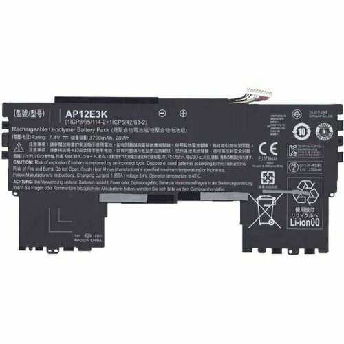 Аккумулятор для ноутбука Amperin для Acer Aspire S7-191 7.4V 28Wh AP12E3K
