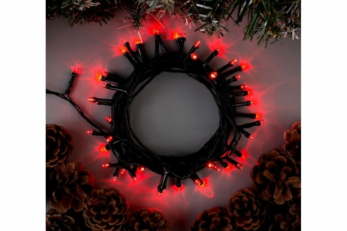 фото Нить ECO. IP20, 5 м, Н. Т. LED-50-220V, 8 режимов, красный 3556770