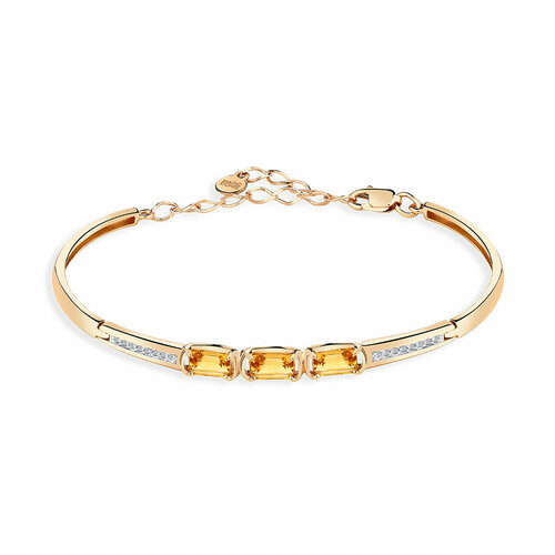 Браслет MAGIC STONES, красное золото, 585 проба, цитрин, фианит