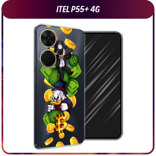 Силиконовый чехол на Itel P55+ 4G / Ител Р55+ 4G Scrooge McDuck and Monopoly, прозрачный силиконовый чехол scrooge mcduck and monopoly на realme 10 4g реалми 10 4g