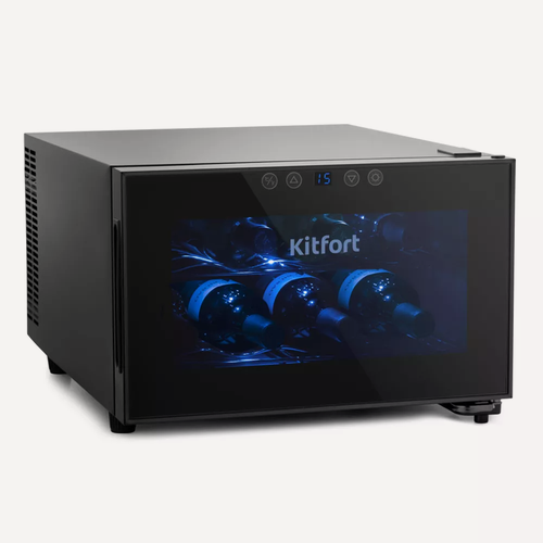 Изображение товара Винный шкаф Kitfort KT-2403, мультитемпературный, прозрачный, 8 бутылок, сенсорный