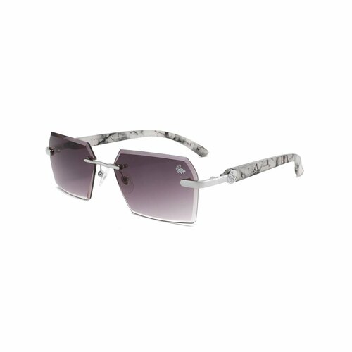 Солнцезащитные очки BELVOIR&CO Kennedy White Marble Silver | Smoke, серый