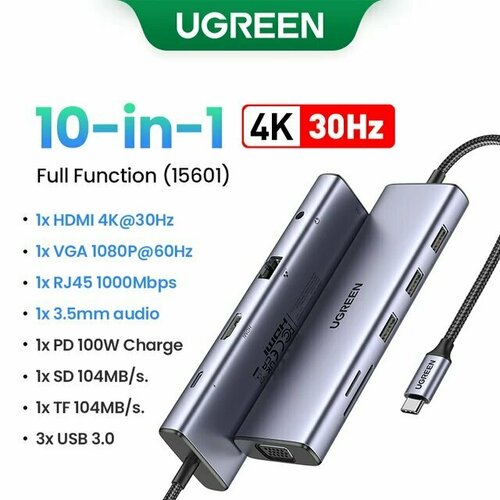 USB-концентратор Ugreen 10в1 onvian usb c ethernet usb c to rj45 lan adapter for macbook pro samsung galaxy s9 s8 note 9 type c network card usb ethernet