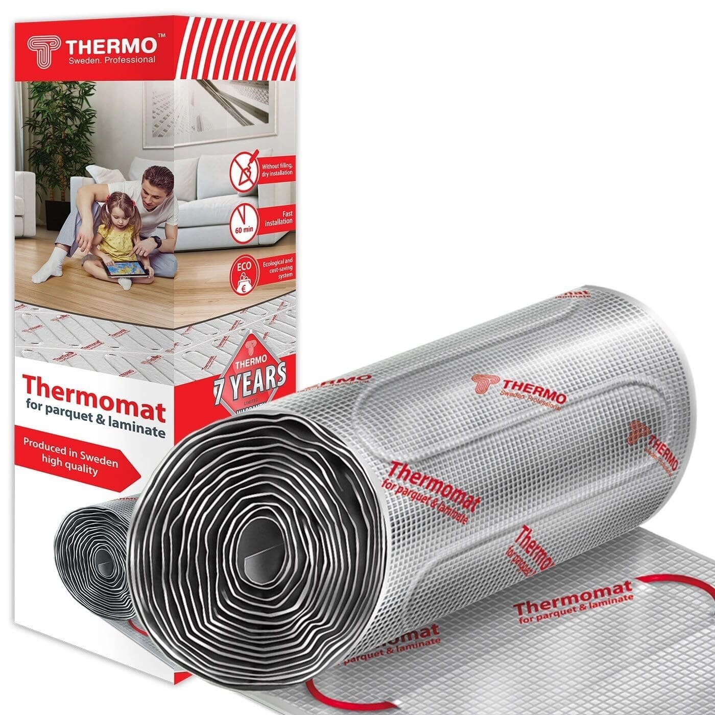 Комплект теплого пола Thermomat TVK-LP-1 м2, 50х200см, без регулятора, под паркет/ламинат