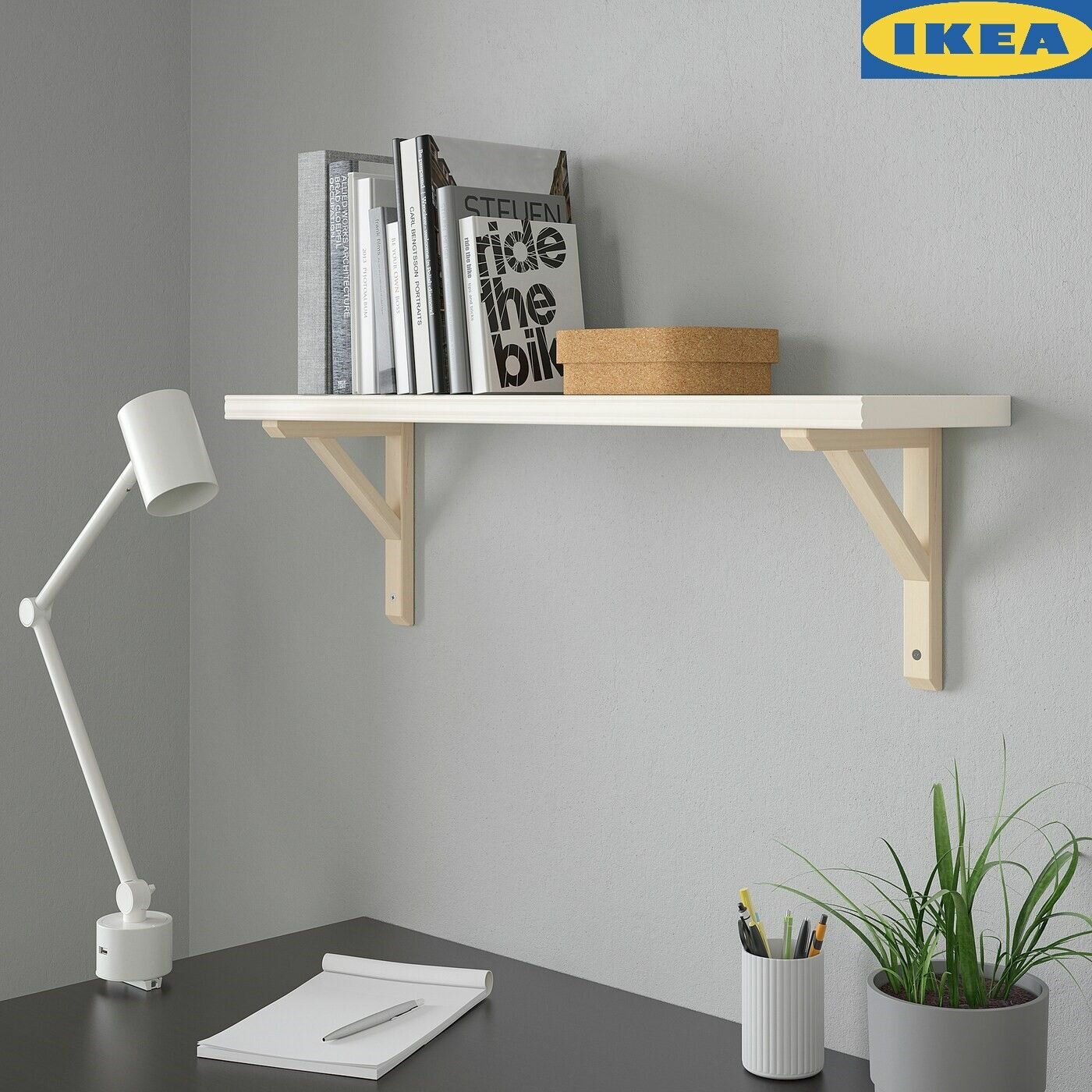 IKEA полка настенная BERGSHULT/SANDSHULT, 80х20х2.5 см, полка -1 шт. кронштейн массив осины 2 шт.