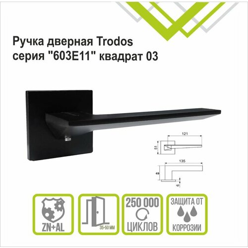 Ручка дверная раздельная Trodos 603E11, черный матовый