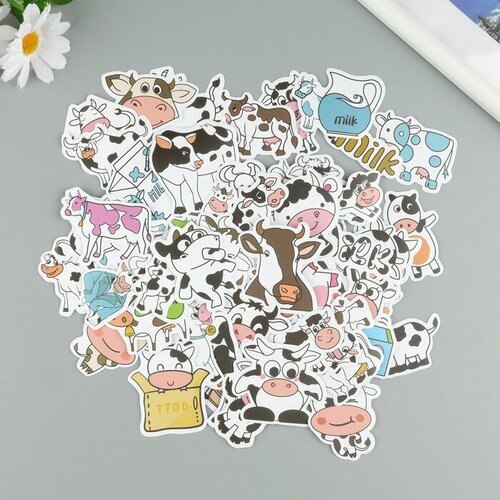 Наклейки пластик Коровки набор 60 шт 10х12 см 595₽