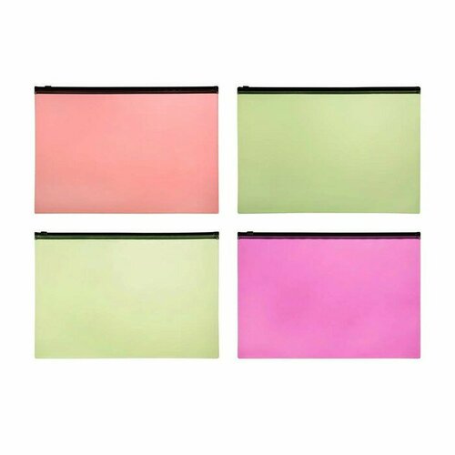 Набор папок-конвертов на zip-молнии А5 150мкм Calligrata 12 штук прозрачные неон микс 648₽