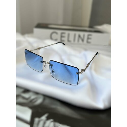 Солнцезащитные очки YuliyaMoon, серебряный, голубой