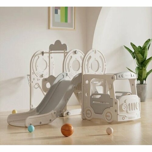 Игровой комплекс с горкой Unix Kids Bus (171 cm) Grey