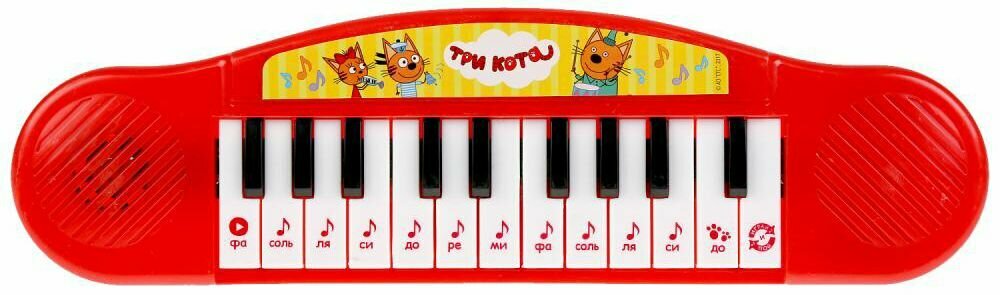 Детское пианино "Три Кота", детская музыкальная игрушка со звуковыми эффектами, электропианино, работает от батареек, развитие слухового восприятия, 2 режима игры, 6 песен, 5 фраз