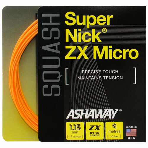 Струна для сквоша Ashaway 9m SuperNick ZX Micro Orange/Blue A10955, 1.15