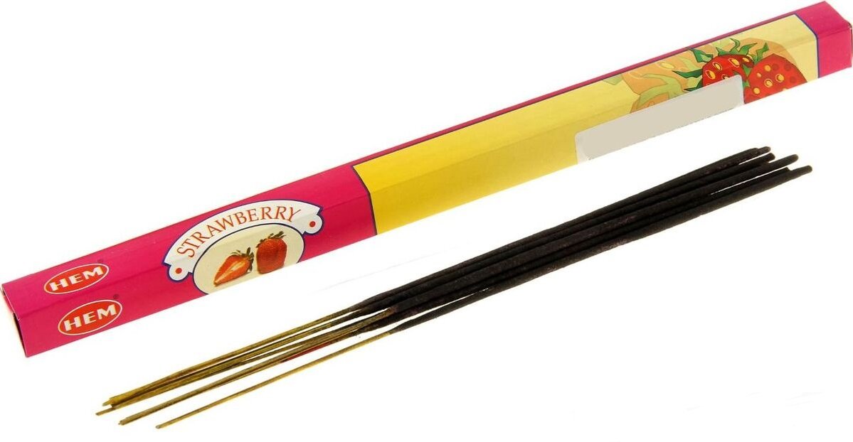 Hem Incense Sticks STRAWBERRY (Благовония клубника, Хем), уп. 8 палочек.