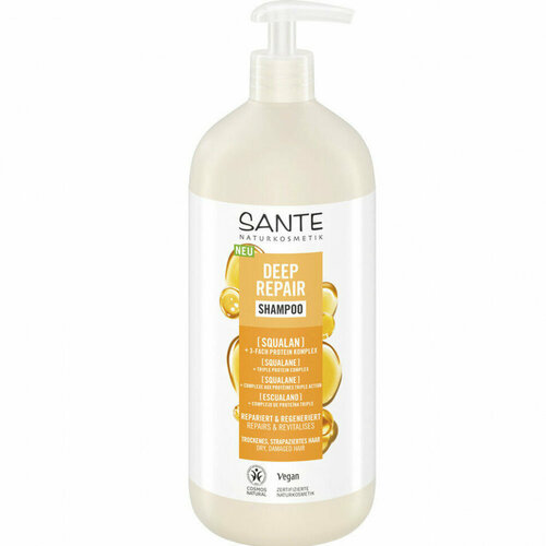 sante family питательный шампунь твердый для блеска волос с био берёзой и растительными протеинами SANTE Восстанавливающий шампунь Био-Оливка и Гороховый протеин 950 мл