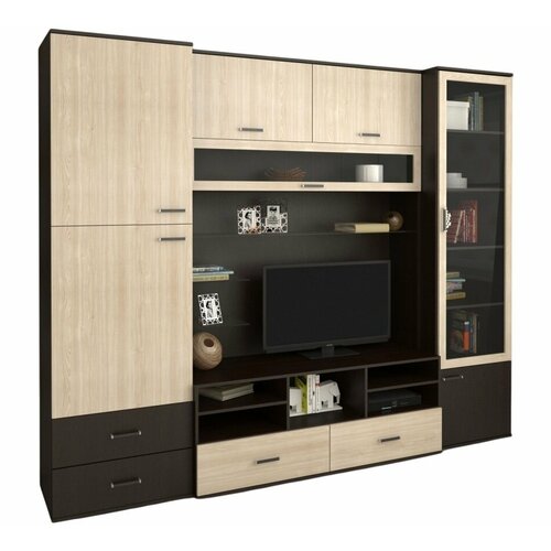 Стенка Флоат-7 из ЛДСП, венге и дуб сонома