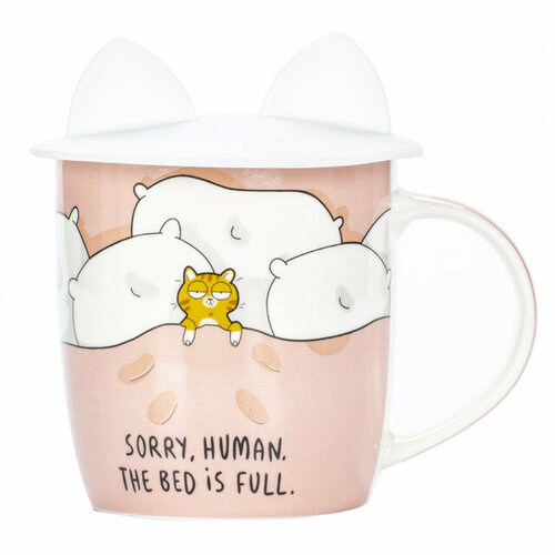 Кружка sij cats 380мл с силиконовой крышкой фарфор 1405₽