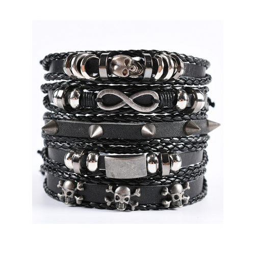 Комплект браслетов BAKA&DED Браслеты · BAKA&DED, кожа, 1 шт., размер 23 см, черный