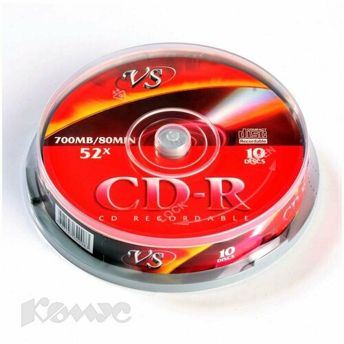 Носители информации CD-R, 52x, VS, Cake/10, VSCDRCB1001