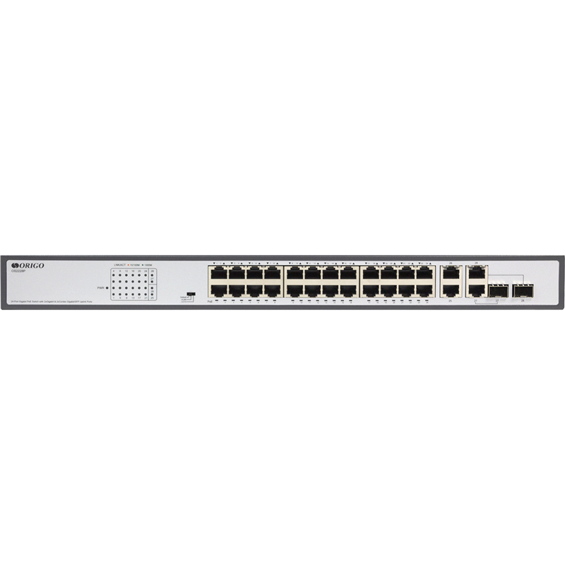 Коммутатор/ Unmanaged Switch 26x1000Base-T (24x1000Base-T PoE), 2xCombo 1000Base-T/SFP, PoE Budget 370W, Long-range