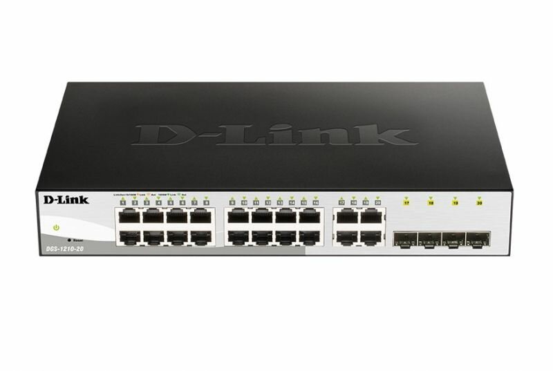 Коммутатор D-Link DGS-1210-20/FL2A Управляемый L2 с 16 портами 10/100/1000Base-T и 4 комбо-портами 100/1000Base-T/SFP