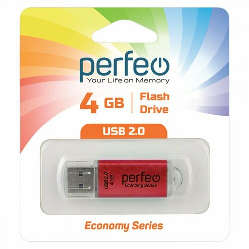 USB 2.0 накопитель E01 4GB Red economy series флешка 4gb perfeo e01 usb 2 0 красный pf e01r004es