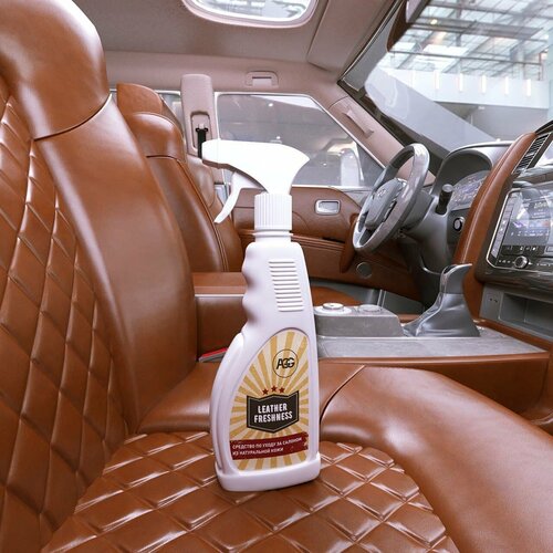 AGG / Чистящее средство пятновыводитель для ухода за кожей автомобиля, для натуральной кожи, LEATHER FRESHNESS, 0.5 л.