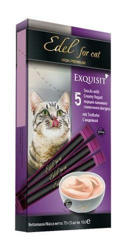 Эдель Кэт Лакомство д/кошек Крем-суп Сливочный йогурт с индейкой (5шт x 15г)