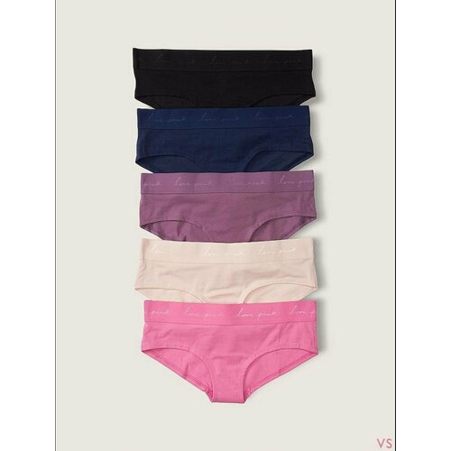 фото Трусы victoria's secret, 5 шт., размер m, розовый, черный, бежевый, синий, фиолетовый