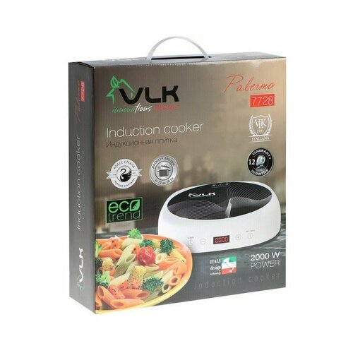 Плитка индукционная VLK Palermo 7728 2000 Вт 1 конфорка таймер белая 554100₽