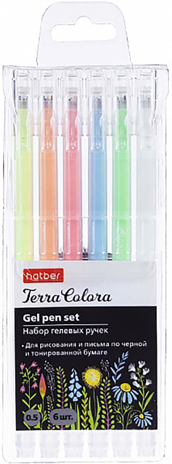 Набор гелевых ручек Terra Colora NeoGel, 6 штук, для тонированной бумаги Хатбер - фото №3