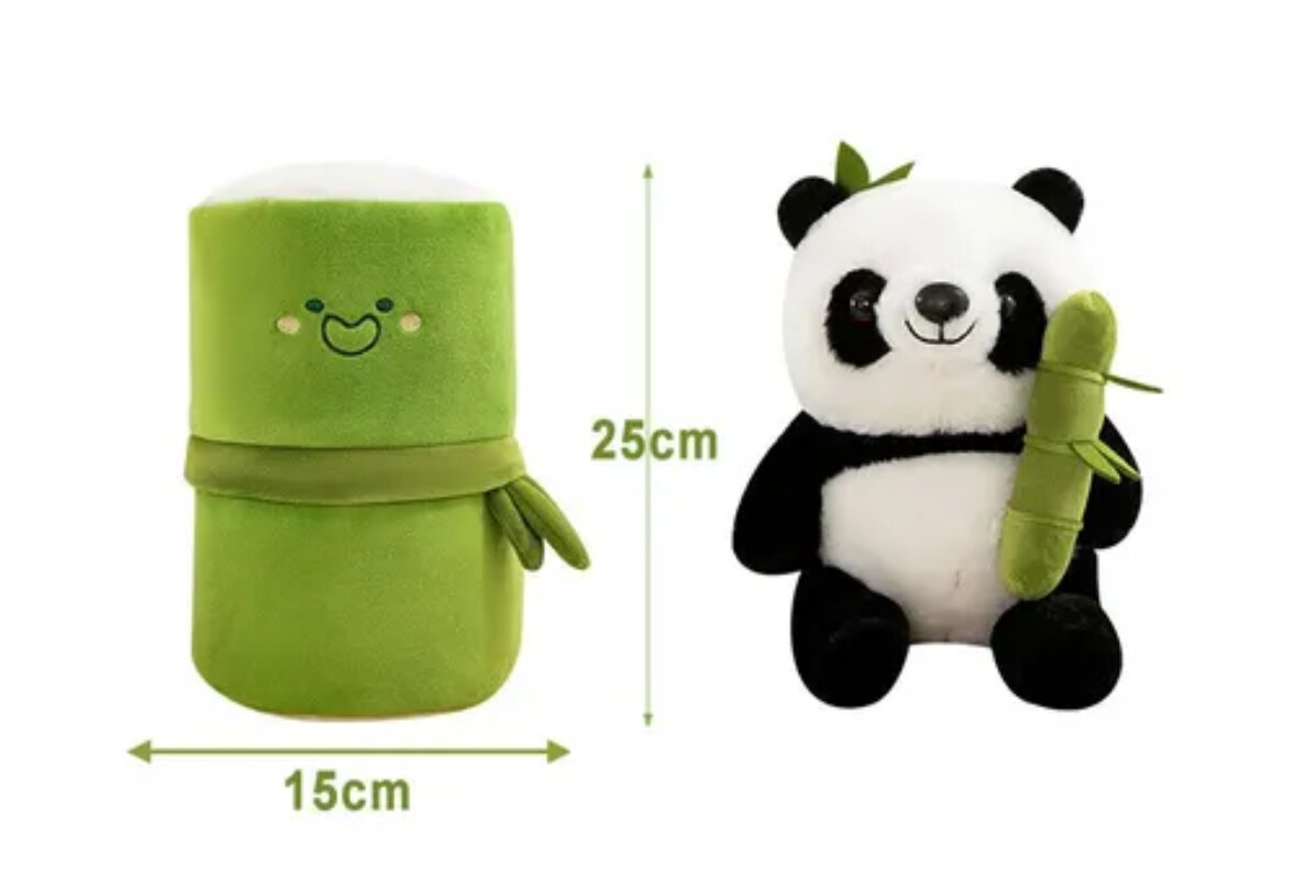 Мягкая игрушка панда с веточкой бамбука 25 см / Плюшевая мягкая панда 25 см