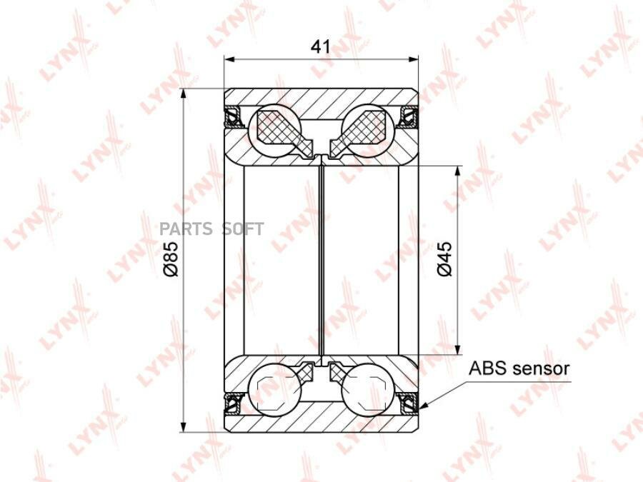 Подшипник ступицы задний с ABS (41x45x85) BMW 1(E81-88) 2.0D-3.0 06-12 / 3(E90) 3.0-3.0D 2WD / 2.0D- LYNXauto Артикул wb-1293